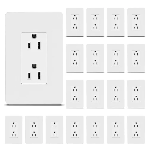 Miniatura 17 de ThunderWay Toma de corriente decoradora con placa de pared, toma eléctrica no resistente a manipulaciones, 15 amperios/125 V, autoconectada