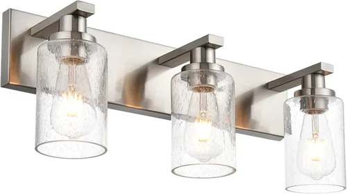 Miniatura 9 de Lámparas de baño con pantallas de vidrio semillado, 6 luces de tocador, montaje en pared, iluminación del hogar para cocina, sobre espejo Brused
