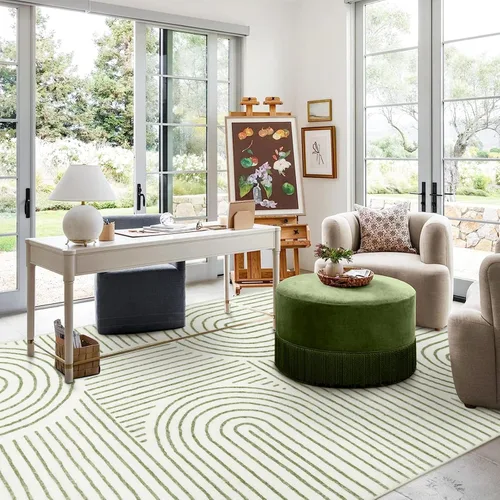 Miniatura 4 de Lahome - Alfombras abstractas de 8 x 10 para sala de estar, alfombras suaves de 8 x 10 en verde para dormitorio, alfombra antideslizante, alfombra