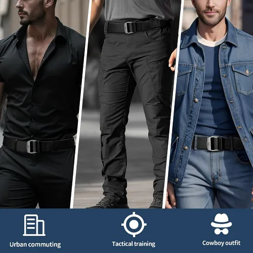 Miniatura 8 de Cinturón de nailon para hombre, cinturones tácticos, cinturón de lona transpirable con hebilla