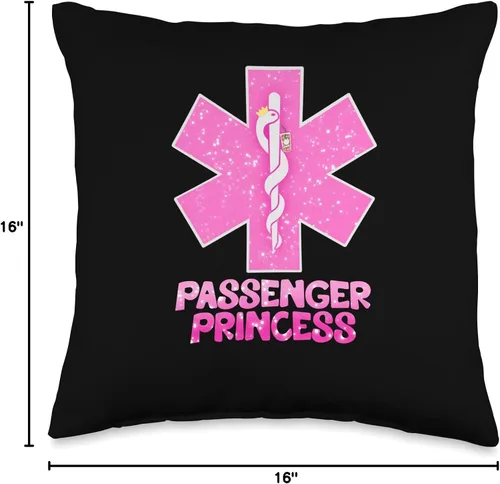 Miniatura 4 de The Funny Medic Co. EMS EMT - Almohada paramédica con diseño de princesa y estrella de la vida, 16 x 16 pulgadas, multicolor