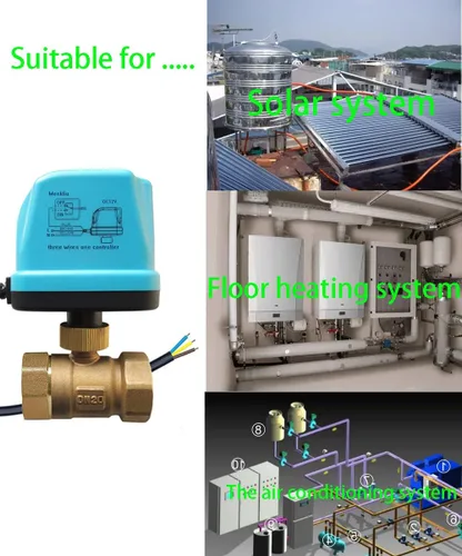 Miniatura 6 de Válvula de bola motorizada, válvula de bola eléctrica de latón DN20 de 3/4", válvula de agua de 3 cables DC12V/24V con puerto estándar