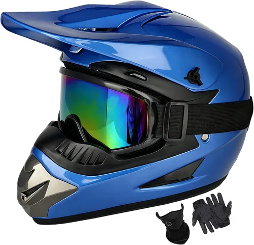 Cascos de motocross para jóvenes, aprobados por DOT, motocross, ATV, todoterreno, cuatro ruedas, cascos de motocicleta BMX con gafas, guantes,