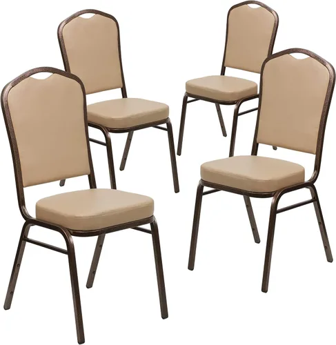 Miniatura 13 de Flash Furniture HERCULES Series - Silla apilable para banquetes con respaldo de corona en tela negra con estampado, marco de vena plateada Tela