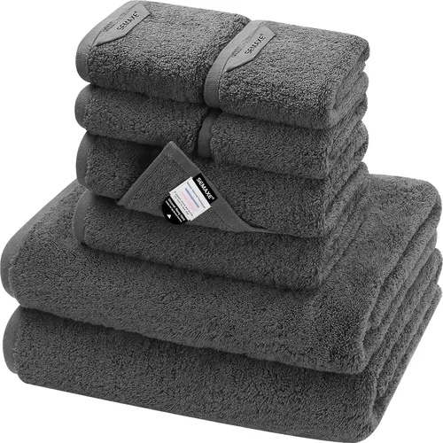 Miniatura 31 de SEMAXE - Juego de toallas de baño amarillas, 2 toallas de baño de lujo, 2 toallas de mano, 4 toallas faciales 100% algodón con bucles para colgar