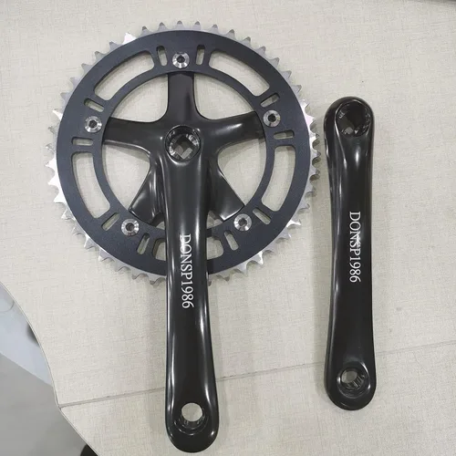 Miniatura 4 de Juego de bielas de una sola velocidad 46T 6.693 in bielas 130 BCD para bicicleta de carretera de montaña, bicicleta de engranaje fijo