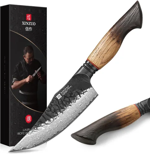 Miniatura 22 de XINZUO Cuchillo Santoku de Damasco Afilado de 7.6 Pulgadas, Cuchillo Profesional de Cocina para Carne de Acero Damasco de 67 Capas para Hogar