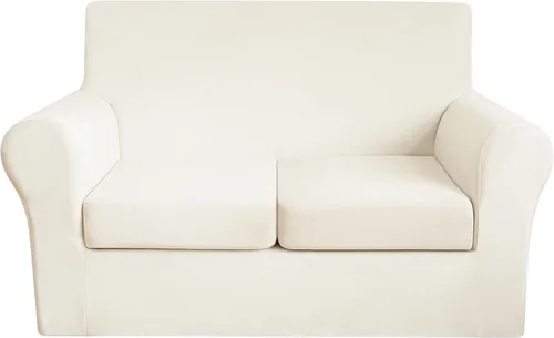 Miniatura 20 de 2 Piezas de Funda de Sillón de Terciopelo en Relieve con Funda de Cojín Separada, Funda de Sofá de Tacto Suave y Elegante, Funda de Sofá