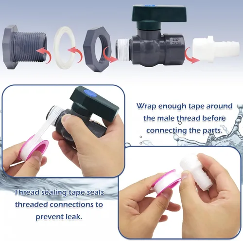 Miniatura 2 de Kit desviador de barril de lluvia de PVC, kit de espiga de 3/4 pulgadas con accesorio de mamparo, adaptador de manguera (25mm/1" + 16mm/0.63")
