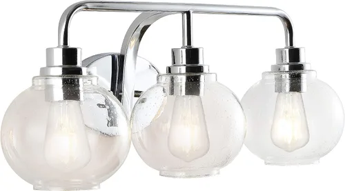 Miniatura 11 de JONATHAN Y Lámpara de pared LED de bronce aceitado de 6.5 pulgadas para baño, pantalla de vidrio sembrado transparente, accesorio industrial