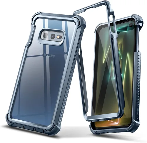 Dexnor Funda para Galaxy S10E con protector de pantalla integrado, transparente, resistente, de cuerpo completo, a prueba de golpes, parte trasera