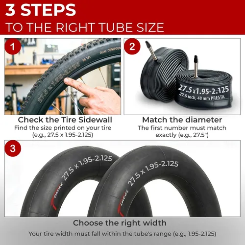 Miniatura 6 de Fincci Pair 27.5 x 1.95-2.125 Inch Bike Inner Tubes 48mm Schrader or Presta Valve Inner Tube for Mountain MTB Road Hybrid Bicycle - Pack of 2