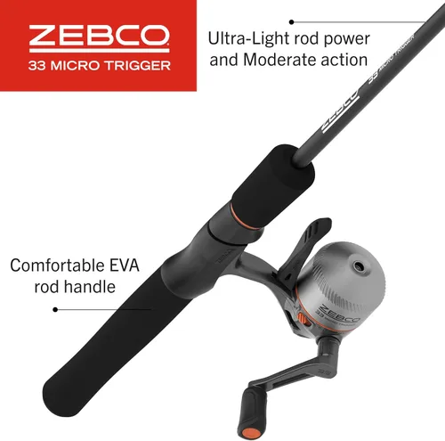 Miniatura 7 de Zebco 33 Micro Trigger Spincast - Combo de carrete y caña de pescar, caña telescópica de 2 piezas de 6 pies 6 pulgadas, Ultra-Lt Power, Mod Action