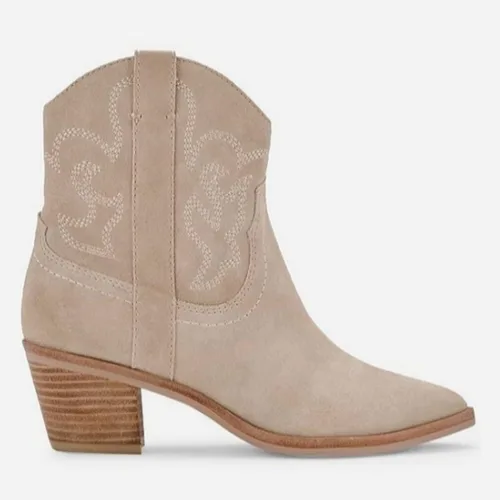 Miniatura 4 de Coutgo Botines vaqueros para mujer, estilo vaquero, con punta puntiaguda, tacón grueso, para fiesta