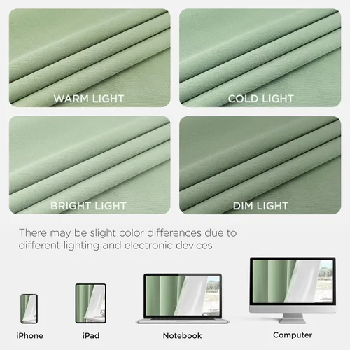 Miniatura 8 de Joydeco Cortinas opacas de lino para dormitorio, con ojales de 90 pulgadas de largo, cortinas resistentes para sala de estar, cortinas con Verde