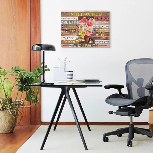 Miniatura 3 de SOOTHAN Arte de pared motivacional estético para oficina, mujeres, frases inspiradoras, lienzo, flores rústicas, libros, cuadro enmarcado