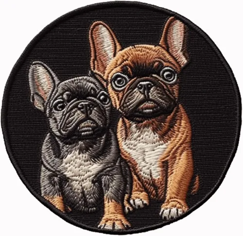 Miniatura 18 de Parche de perro Bulldog francés de 3 pulgadas, aplique sublimado bordado para ropa, chaleco de ropa, bordado decorativo para coser, emblema