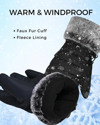 Miniatura 4 de accsa Guantes de nieve impermeables para mujer, 3M Thinsulate, cálidos y resistentes al viento, guantes de esquí para mujer