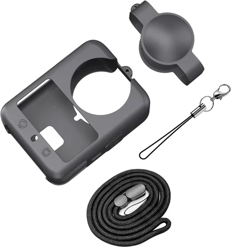 Para accesorios DJI OSMO 360, funda de silicona + tapa de lente + funda protectora con cordón compatible con cámara de acción DJI OSMO 360 (sin