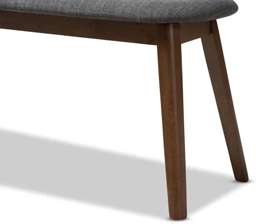 Miniatura 6 de Baxton Studio Easton - Banco de madera tapizado de tela gris oscuro moderno de mediados de siglo Gris claro