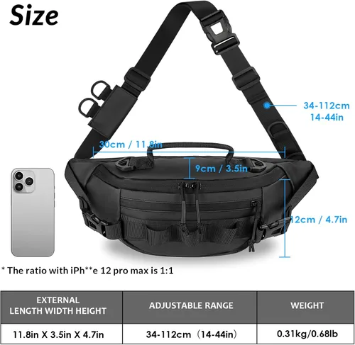 Miniatura 2 de THKFISH Riñonera de pesca, bolsa de aparejos de pesca, riñonera impermeable para mujeres y hombres, bolsa portátil Negro-Regular