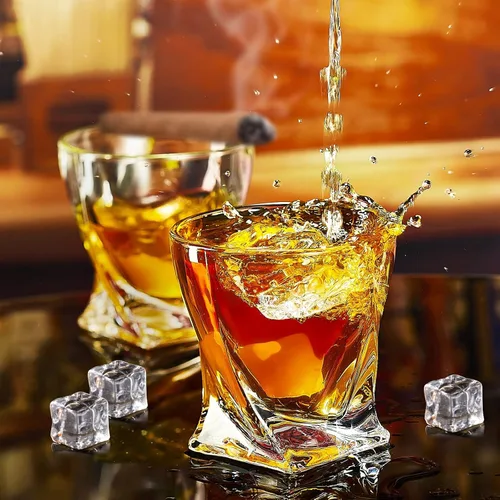 Miniatura 2 de KITNATS Vasos de whisky Old Fashioned de 10 onzas, juego de 4, caja de regalo, utensilios de bar para bourbon, escocés, vasos de ron para hombres