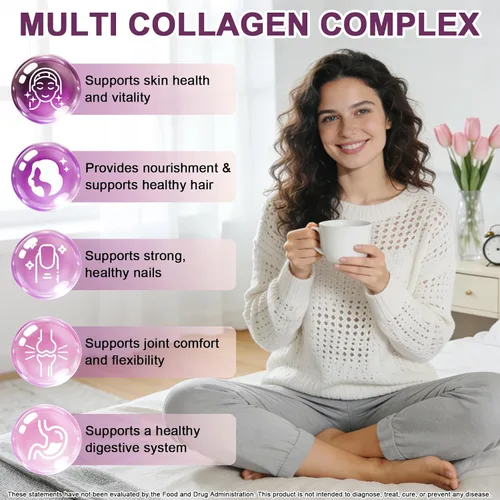 Miniatura 3 de Gotas líquidas de péptidos de colágeno múltiple, 2 oz – Tipos I, II, III, V, X, Complejo de colágeno hidrolizado para cabello, piel, uñas, huesos