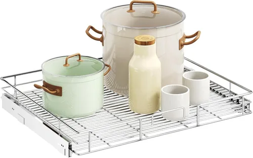 Miniatura 15 de LOVMOR Organizador de gabinete extraíble de 17 pulgadas de ancho x 21 pulgadas de profundidad, estantes extraíbles para armario de cocina, 1 Tier