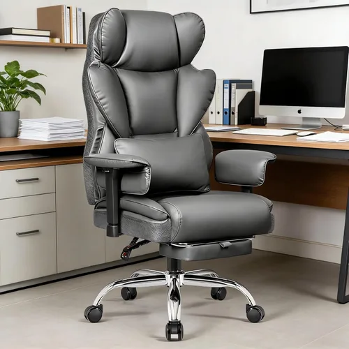 Miniatura 10 de ALLGOD Silla de oficina grande y alta resistente, 500 libras, silla de escritorio ejecutiva ergonómica con respaldo alto con reposapiés, asiento