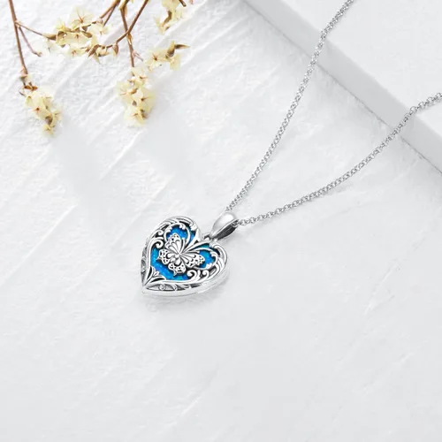 Miniatura 3 de SOULMEET Collar personalizado de girasolmariposaabeja con medallón de plata de ley y oro que tiene capacidad para 1 o 2 fotos conmemorativas