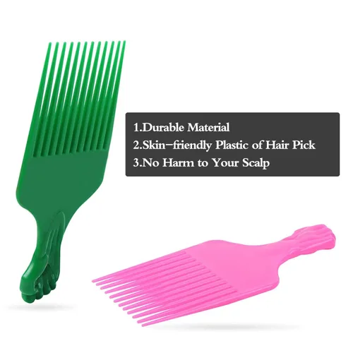 Miniatura 4 de Púas de puño para cabello rizado y afro, púas de plástico de 6.5 pulgadas para mujeres y hombres, juego de arco iris (6 piezas)