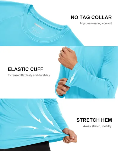 Miniatura 116 de MAGCOMSEN Camisas de manga larga para hombre, protección solar UPF 50+, camisetas atléticas para senderismo, correr, entrenamiento, protección