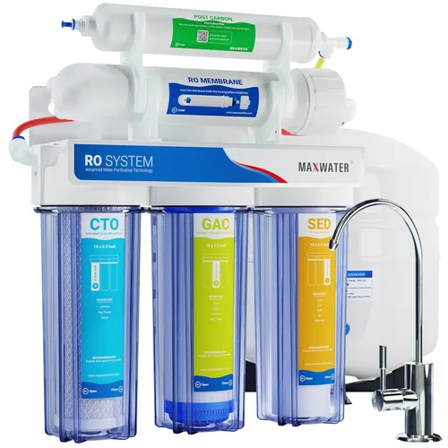 Miniatura 9 de Max Water Sistema de Filtración de Agua Estándar de 5 Etapas 50 GPD (Galones Por Día) RO (Ósmosis Inversa) - Montaje Bajo Fregadero/Pared