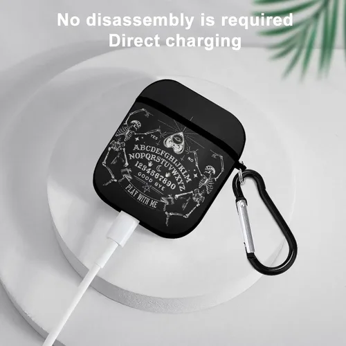 Miniatura 5 de Funda de esqueleto vintage con diseño mágico Ouija negro compatible con Airpods 1 y 2 con llavero para auriculares, unisex, a prueba de golpes
