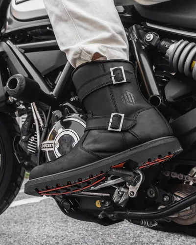 Miniatura 7 de ILM Botas de cuero para motocicleta, calzado protector con cremallera lateral, botas de motocross para combate, táctico, senderismo, hombres