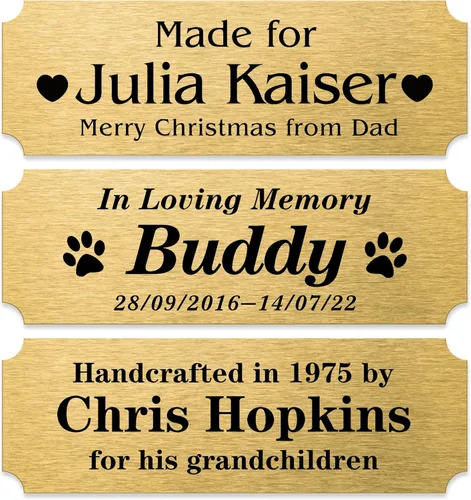Miniatura 11 de Caramel Sweet Life Placas de nombre personalizadas, placa negra grabada con texto dorado, placas de trofeo grabadas, placa de nombre personalizada