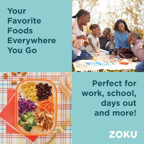 Miniatura 4 de ZOKU - Recipiente de almacenamiento de alimentos anidado con paquete congelador, a prueba de fugas con tapas herméticas, para sándwiches, almuerzos