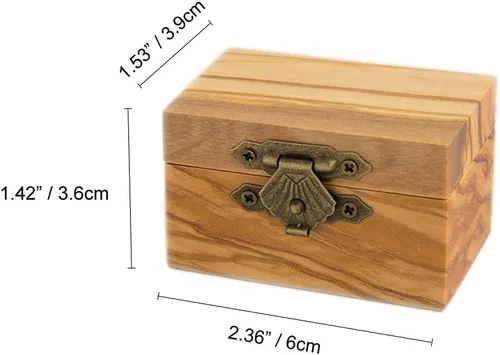 Miniatura 6 de Caja de anillo de compromiso de madera rústica Caja de anillo de madera maciza de olivo para almacenamiento de anillos de boda de propuesta