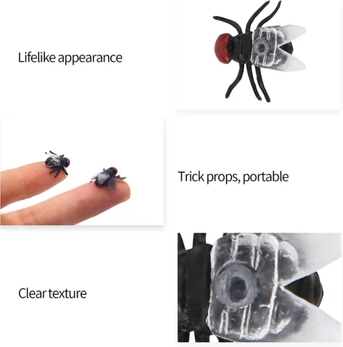 Miniatura 5 de Zerodis Juguete de simulación 20pcs de plástico modelo de broma de juguete de broma juguete simulación mosca para niños y mascotas (#1)