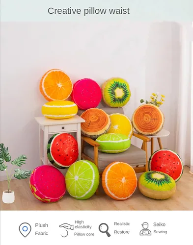 Miniatura 6 de Fruit Pillow Home - Cojín redondo con forma de cojín de felpa (13 pulgadas, marrón, estaca)
