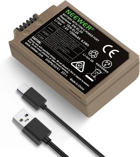 NEEWER Zfc Z30 Z50 - Batería de repuesto de 1250 mAh EN-EL25, compatible con cámara Nikon Zfc Z30 Z50, cargador de batería MH-32, carga rápida en