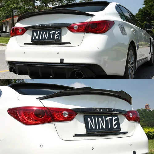 Miniatura 2 de NINTE Alerón para Infiniti Q50 Q50S Sedan 2014 2015 2016 2017 2018 2019 2020 2021 2022 2023 2024 ABS pintado fibra de carbono revestimiento PSM