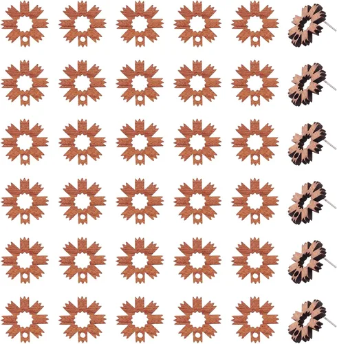 Miniatura 20 de FASHEWELRY 32 piezas de pendientes de madera para pendientes de madera de 0.59 pulgadas (0.591 in) pendientes de madera redondos planos en blanco