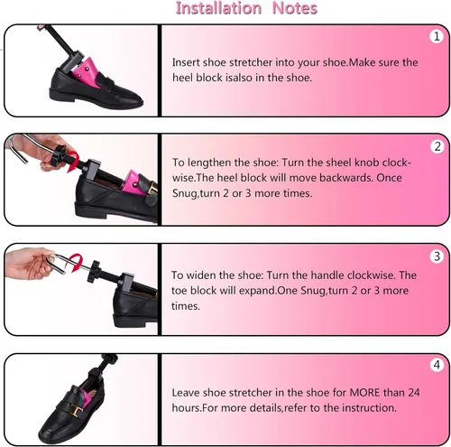 Miniatura 4 de Msentuo Estirador de zapatos, longitud y ancho ajustables para hombres y mujeres, ampliador de zapatos ajustable de 4 vías
