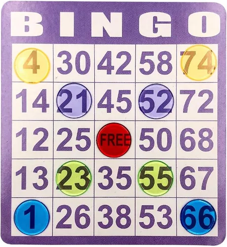 Miniatura 4 de Juego de cartas de bingo Yuanhe - Incluye 50 tarjetas de bingo y 500 fichas de bingo transparentes y coloridas, para juegos de bingo