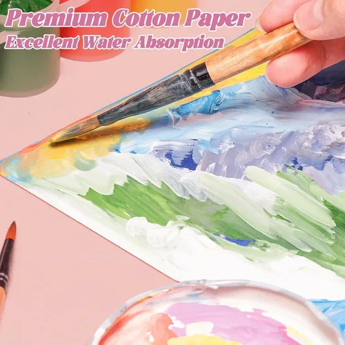 Miniatura 4 de Bondream Bloc de papel de acuarela, paquete de 2 libros de acuarela, 140 libras/10.58 oz, libro de papel de dibujo de pintura en espiral