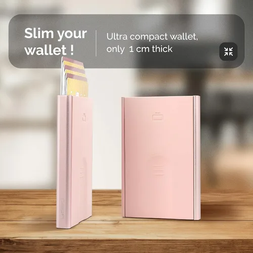 Miniatura 18 de ÖGON -DESIGNS- Tarjetero automático de aluminio, protección RFID contra fraude y desmagnetización, cartera delgada y minimalista para hombres