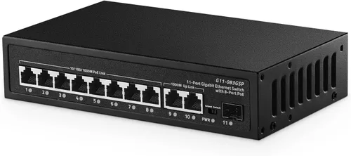 Miniatura 9 de Binardat Conmutador POE Gigabit de 5 puertos, 4 puertos 1000Mbps IEEE802.3af/at, 1 Uplink, Fuente de alimentación de 65W, Mini caja de metal