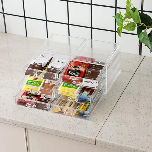 Miniatura 2 de Cq acrylic - Organizadores apilables transparentes para maquillaje y almacenamiento con 8 cajones, organizador de gabinete de medicina de acrílico