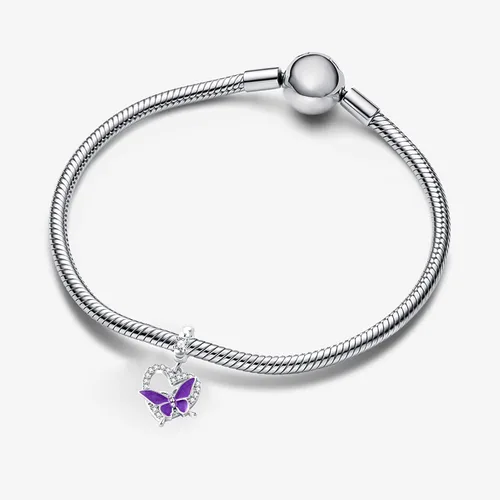 Miniatura 3 de QeenseKc Dije colgante de corazón de mariposa de cristal para pulsera Pandora